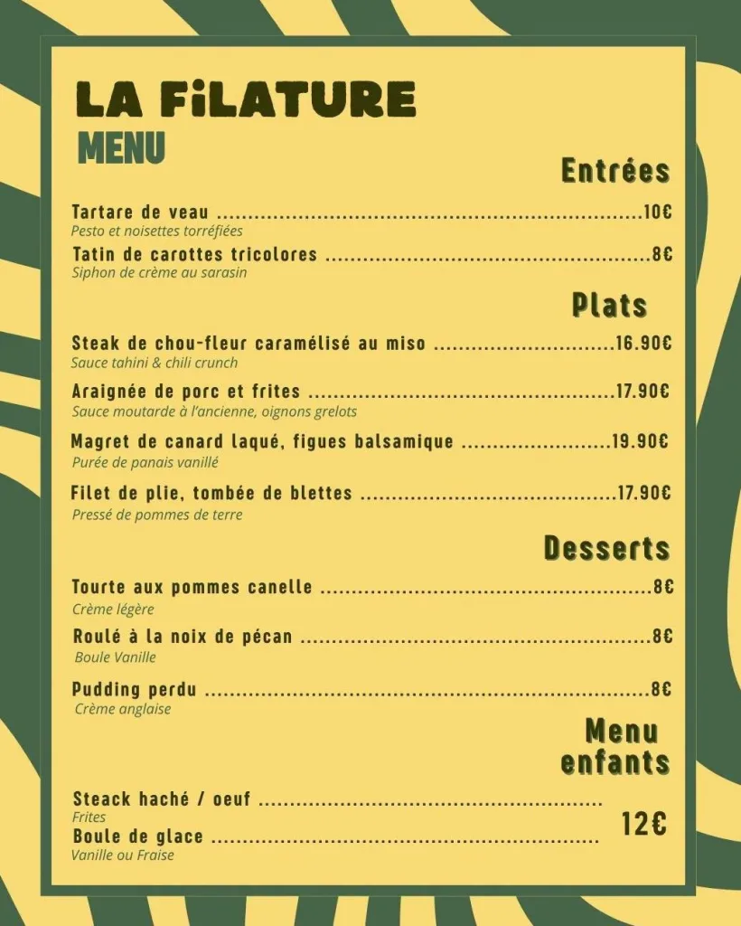 Menu du moment